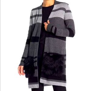 Magaschoni Cashmere Fox Trim Cardigan